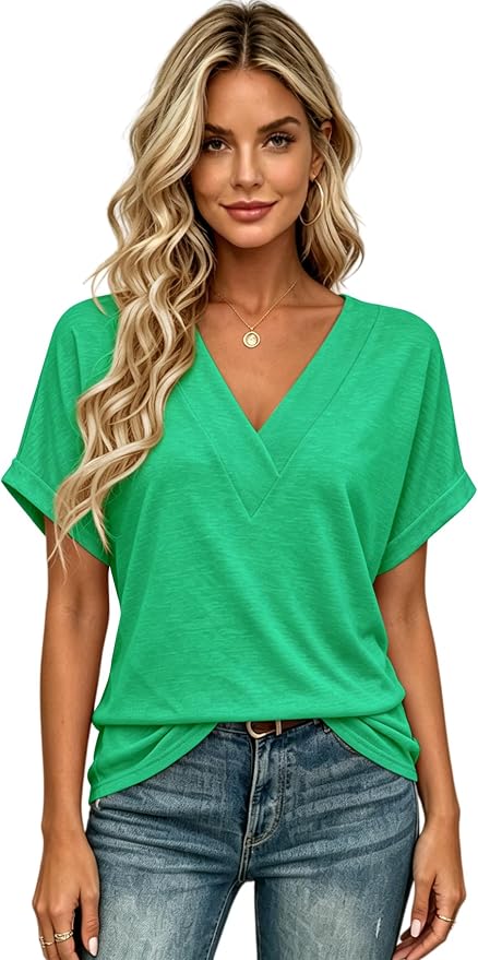 T Shirts Short Sleeve V Neck Tees Womens Tops Beach Vacation Fashion Clothes 2026 Casual Summer Spring Fall Outfits - Image 2