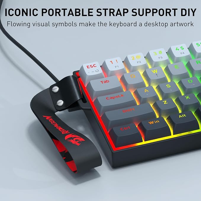Redragon K617 HE Wired Hall-Effect Rapid Trigger Magnetic Gaming Keyboard | 8K Polling Adjustable Actuation, 61 Keys Design for More Room to Aim, Swap-Ready Socket for Mod, RGB Pro Software Supported - Image 4