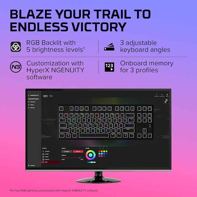 HyperX Alloy Origins Core - Tenkeyless Mechanical Gaming Keyboard, Software Controlled Light & Macro Customization, Compact Form Factor, RGB LED Backlit, Tactile HyperX Aqua Switch,Black - Image 5