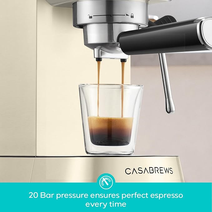 CASABREWS 5418 PRO Compact Espresso Cofee Machine with Fast Heating System | Brew Ready in 5 seconds, Brews 2+ milk drinks in a row, 20-Bar Pump, Built-in Pressure Gauge, Pro Steam Wand for Lattes - Image 4