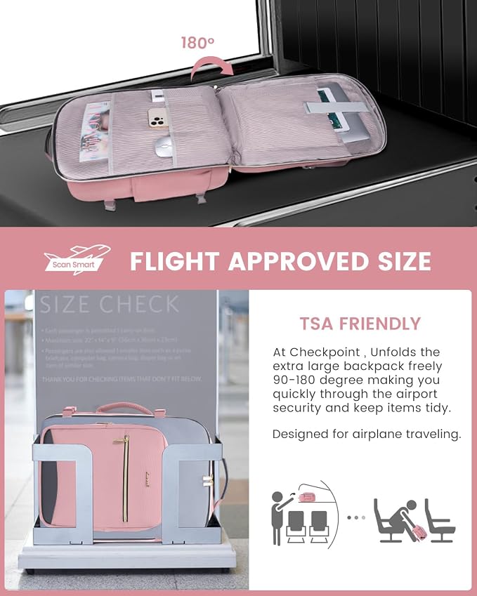 LOVEVOOK 40L Travel Backpack for Women & Men, Airline Approved Carry On Luggage with 3 Packing Cubes, TSA Overnight Bags, Waterproof Personal Item Bag, Weekender Essentials Backpacks fits 17" Laptop - Image 2