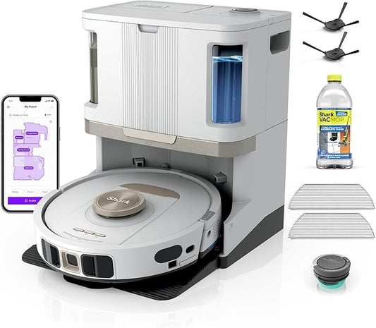 Shark Stratos 2-in-1 Robot Vacuum & Mop with 25+ Hands-Free Features & NeverTouch Self-Cleaning Base, Precision Mapping, Autolift Technology, HEPA Filtration, Edge Detect, White, RV2720ZE by Unknown