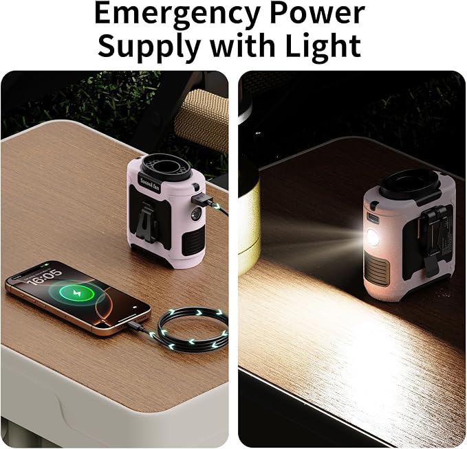 Socool 10000mAh Portable Waist Fan Clip on Wearable Belt Personal Fan Rechargeable Battery Operated With 5 Speeds & Flashlight Neck Hands-Free 40H Cooling For Outdoor Travel Camping Power Bank (Pink) - Image 5