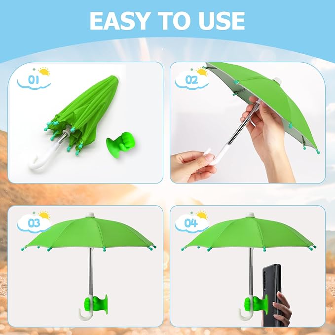 Phone Umbrella Stand, Sun Shade Mini Umbrella for Cell Phone with Adjustable Fist Style Suction Cup, Universal Anti-Glare Sun Visor for Outdoor - Image 3