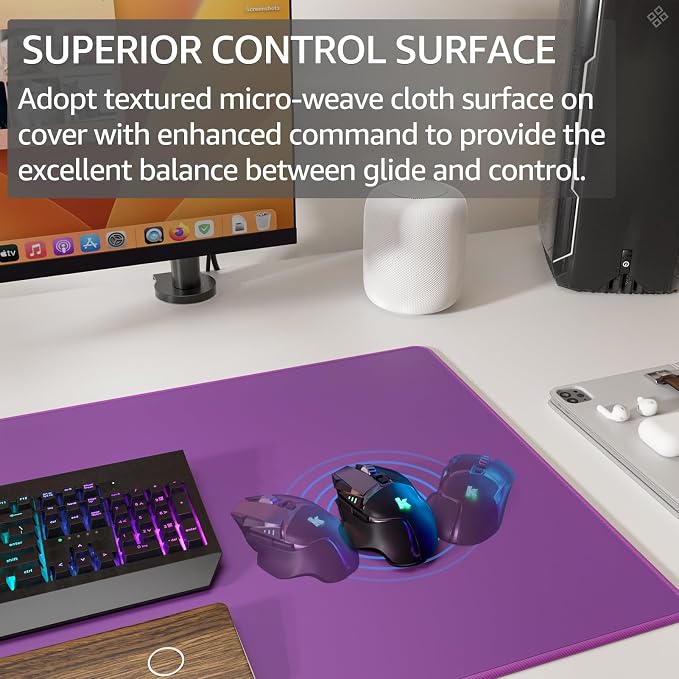 KTRIO Large Gaming Mouse Pad, Desk Mat, 31.5 x 15.7 in, Violet Purple, XXL | Smooth Micro-Weave Surface, Artistic Pattern Design, Non-Slip Rubber Base, Durable Stitched Edges, Office & Home Use - Image 2