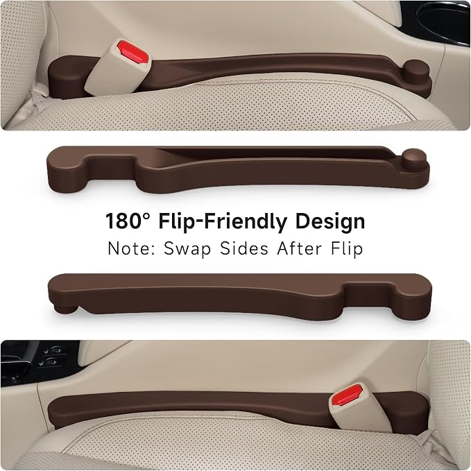 Givifive Car Seat Gap Filler Set of 2, 3IN1 Seat Side Gap Filler Plug with Storage Slot & Hook Function, Soft Foam Universal Fit Car SUV Truck Fill Gap Between Seats Console Organizer（Dark Brown） - Image 6