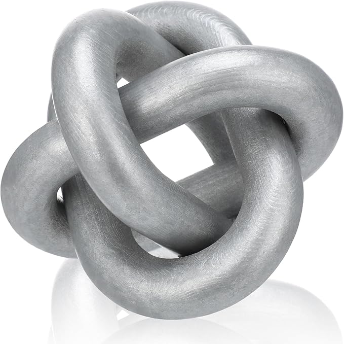 Yalikop 3 Link Wood Knot Decor Rustic Home Décor Accents Hand Carved Coffee Table Decoration, Boho Chain Link Decoration, Modern Shelf, Rustic Objects for Home Living Room Bedroom (Silver) by Yalikop