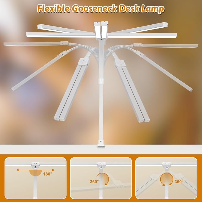 LED Desk Lamp with Clamp, Dual Head Monitor Light, Remote | 24W Dimmable Eye-Caring Task Lamp with Timer, Anti-Glare Cover and Gooseneck for Home Office Dorm, Workbench and Study - Image 6
