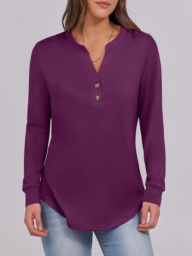 ANRABESS Women's Long Sleeve Shirts 2026 Spring Fashion Dressy Casual Tops Trendy Henley Blouses Cute Work Outfits Clothes - Image 4