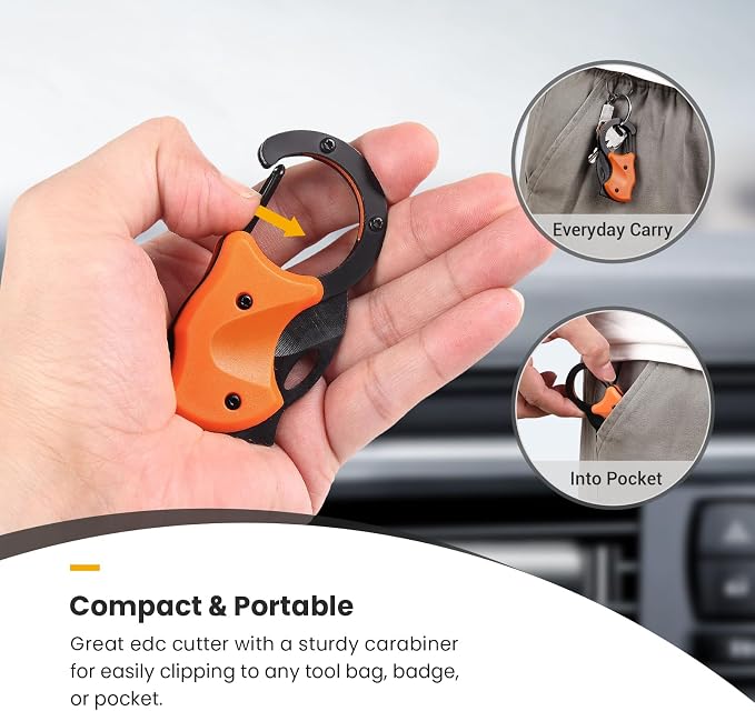 FUNBRO Small Pocket Knife for Men, Mini Edc Knives | Cool Folding Knife Box Cutter with 1.34inch Sharp Blade, Great Gift for Men (orange) - Image 5