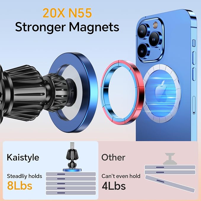 Kaistyle for Magsafe Car Mount【20 Strong Magnets】Magnetic Phone Holder for Car Phone Holder Mount Dash Mounted Holders Cell Phone Holders for Your Car Accessories for Women Men for iPhone 17 16 15 14 - Image 5
