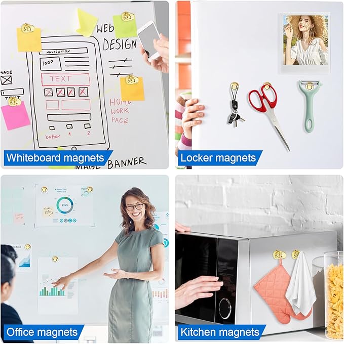 LOVIMAG Fridge Magnets 40Pcs, Magnet for Refrigerator Whiteboard, Gold | Small Strong Neodymium Metal Cute Push Pin for Classroom, Kitchen, Accessories Decorative, Office, Calendar - Image 7