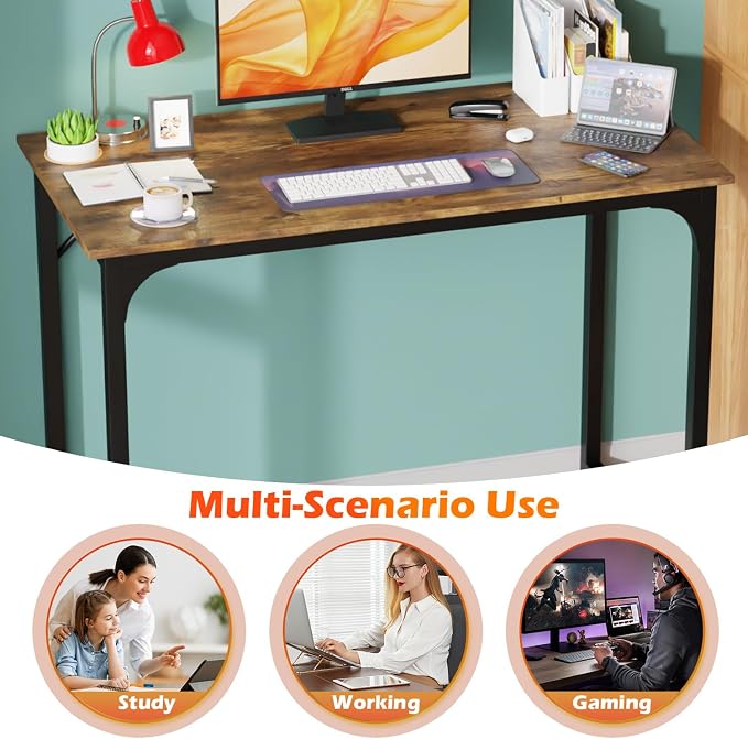 PayLessHere 32/39/47 inch Computer Desk Study Writing Table, Adjustable feet, Modern Furniture for Home Office (1, Vintage, 39 inch) - Image 6