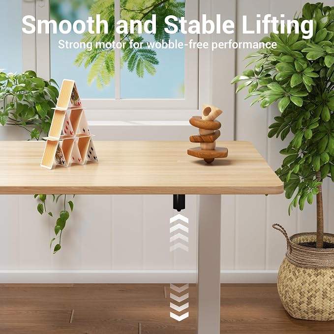 Veken Standing Desk, Nature, 55×23.6 Inch | Height Adjustable Sit Stand Up Computer Tables for Home Office, Study , Writing, Suit students, employees and group work - Image 9
