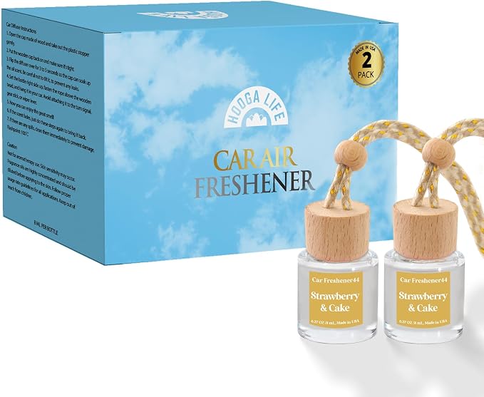 HoogaLife Car Air Freshener Diffuser 2 Pack Hanging Air Freshener Diffuser - Strawberry Pound Cake Fragrance Oil Air D iffuser for Car, 45+ days Long Lasting Fragrance Made in USA (S44) - Image 6