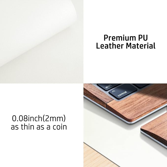 Aothia Leather Desk Pad Protector, Mouse Pad, Office Desk Mat, Non-Slip PU Leather Desk Blotter, Laptop Desk Pad, Waterproof Desk Writing Pad for Office and Home (23.6" x 13.7", Off-White) - Image 7