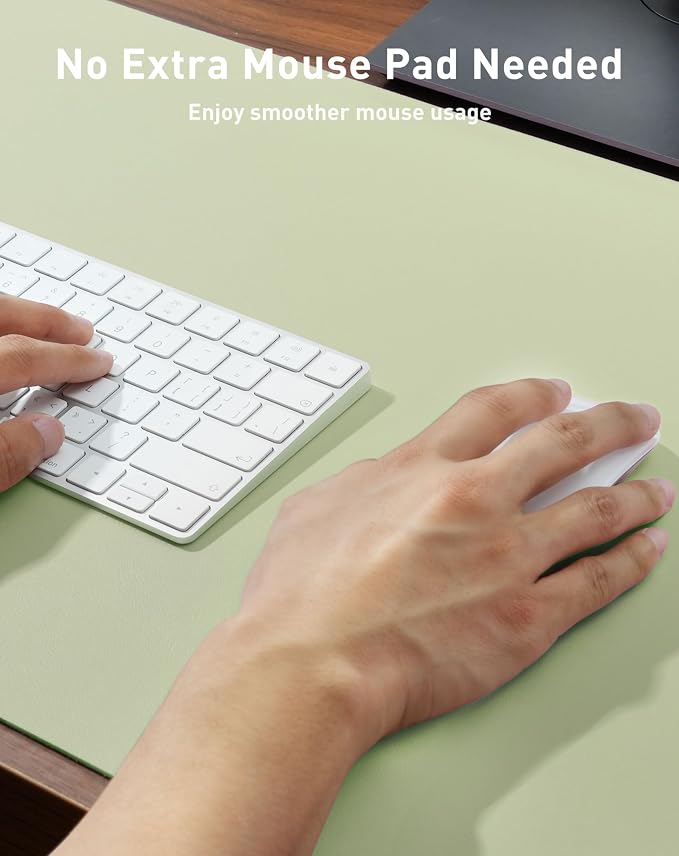 Aothia Faux Leather Desk Mat - Large Mouse Pad, Non-Slip PU Leather Blotter, Waterproof Writing Surface for Office and Home (Grass Green, 40" x 24") - Image 4