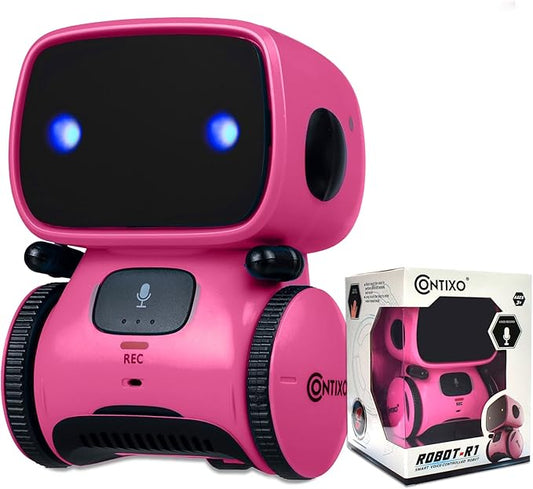 Contixo R1 Kids Robot Toy, Pink Interactive Smart Robots with Voice Control Talking Dancing Learning Touch Sensor Compact Educational Portable Toy for Boys Girls Toddlers 3-8 Years Old Birthday Gifts by Contixo