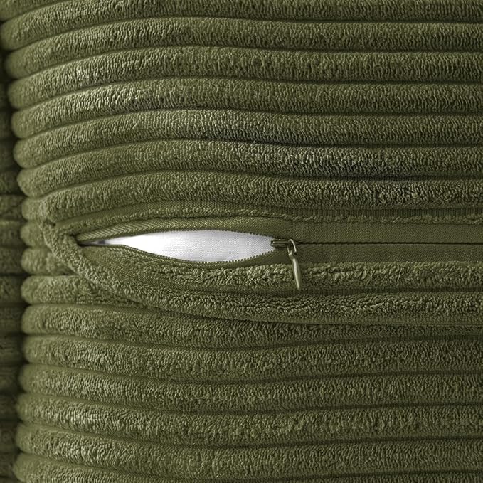 MIULEE Olive Green Corduroy Lumbar Pillow Covers 12x20 Inch 12x20 Inch with Splicing Set of 2 Soft Boho Pillow Covers Broadside Decorative Textured Summer Pillowcases for Couch Bed Livingroom - Image 7