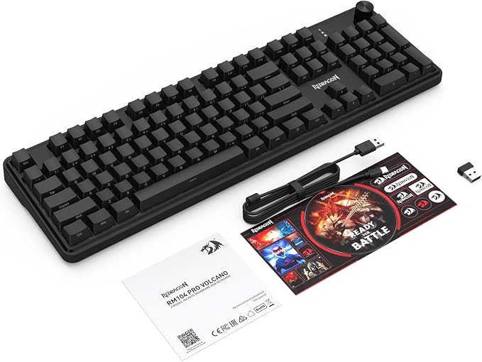 Redragon K526 PRO Wireless RGB Membrane Gaming Keyboard, LED Screen & Knob | See Battery, Mode & Time at a Glance, 0-Delay Tri-Mode, One-Touch Backlit & Media Adjust, 26-Key Anti-Ghost for Combo-Strike - Image 9