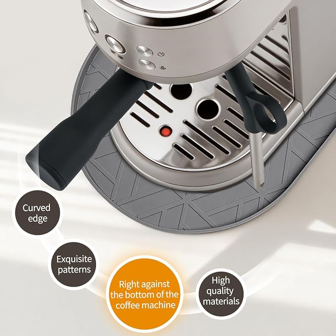 Silicone Coffee Mat,15.8"x7.9" Coffee Bar Mats for Countertop,Espresso Mat, Silicone Heat Resistant Mat for Espresso Machine/Coffee Maker（ (GREY) - Image 4