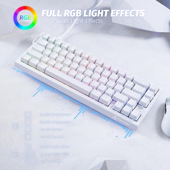 ATTACK SHARK X68HE RT Mechanical Gaming Keyboard 60% Wired TKL-WhiteContour | Adjustable Actuation,Hall Effect Magnetic Switch,8KHz Polling Rate,RGB Backlit,Top Mount,Side Printed Keycap for PC Mac Gamer - Image 6