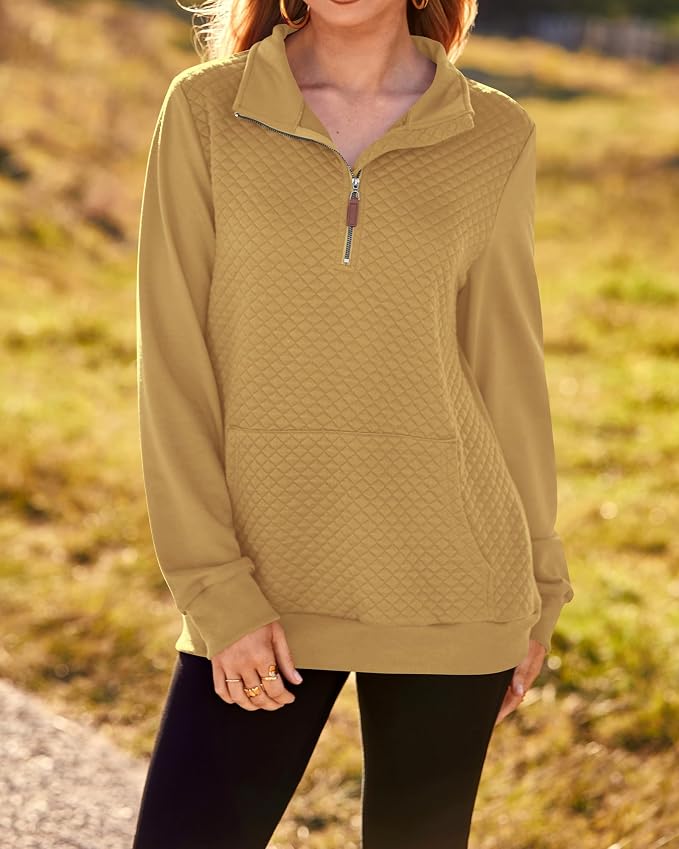 BTFBM Women Fashion Quilted Pattern Lightweight Zipper Long Sleeve Plain Casual Ladies Sweatshirts Pullovers Shirts Tops - Image 6