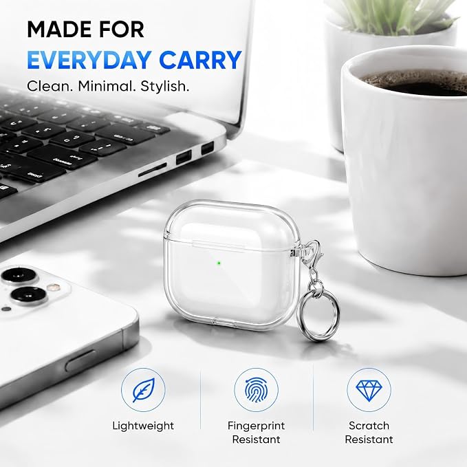 for AirPods 4th Generation Case Cover 2024, Military-Grade Shockproof, Soft TPU Highly Transparent Anti-Yellowing for AirPods 4 Case with Cleaning Kit & Cute Round Buckle, Clear White - Image 5