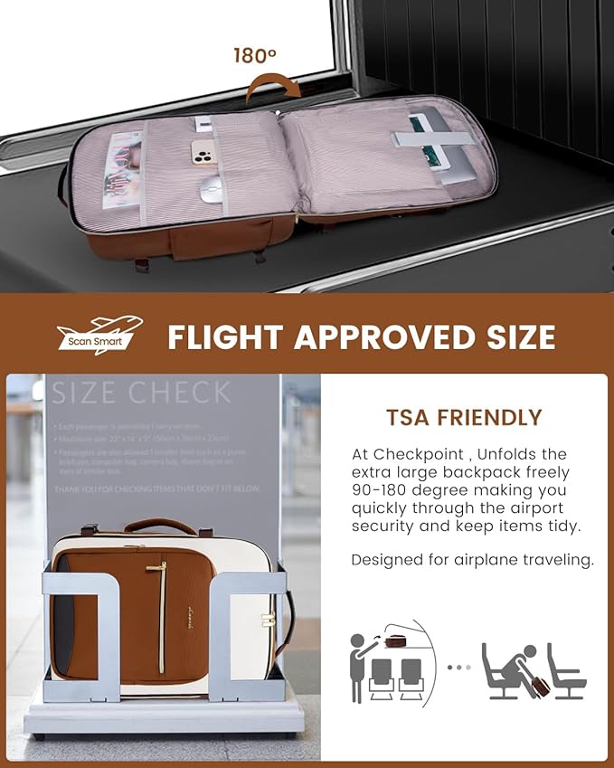 LOVEVOOK 40L Travel Backpack for Women & Men, Airline Approved Carry On Luggage with 3 Packing Cubes, TSA Overnight Bags, Waterproof Personal Item Bag, Weekender Essentials Backpacks fits 17" Laptop - Image 2