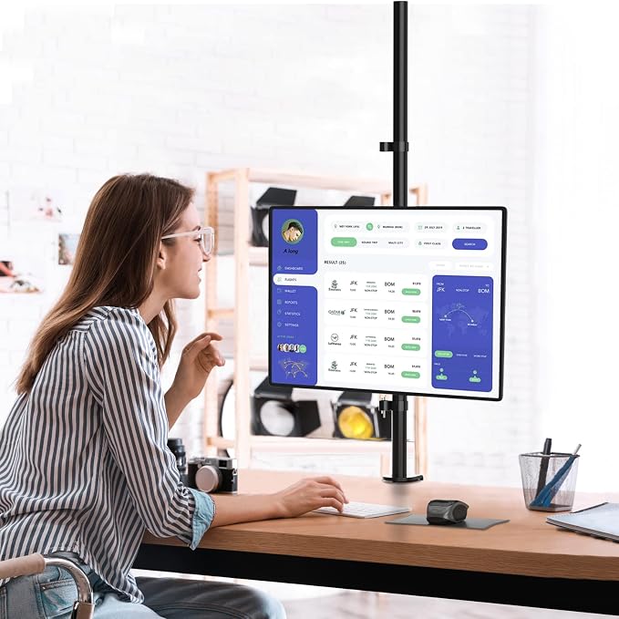 WALI Single Monitor Stand Desk Mount, Tall Monitor Stand Fully Adjustable with 39” Height Pole, Articulating Arm for Computer Screen up to 38 inch, 22lbs (M001XXL), Black - Image 7