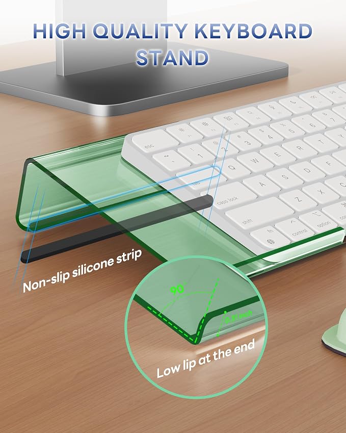 Laborio Computer Keyboard Wrist Rest, Keyboard Riser Stand for Desktop | Green, Ergonomic Acrylic Keyboard Holder, Non-slip Wrist Pad, Pain Relief for Typing, Multiple Colors - Image 3