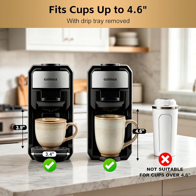 CUSIMAX Espresso Machine Compatible with Nespresso Original Pods | Single Serve Espresso Coffee Maker, Programmable Brew Size, 19Bar High Pressure, 20oz Removable Water Tank, Stainless Steel - Image 5