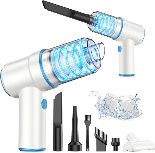 KMM Handheld Car Vacuum Cleaner, 9000PA Vacuum Cleaner & Air Duster, 120W High Power Vacuum Portable Cordless, Hand Held Vacuum Rechargeable with Multi-Nozzles & LED Light for Home, Car, Office by KMM