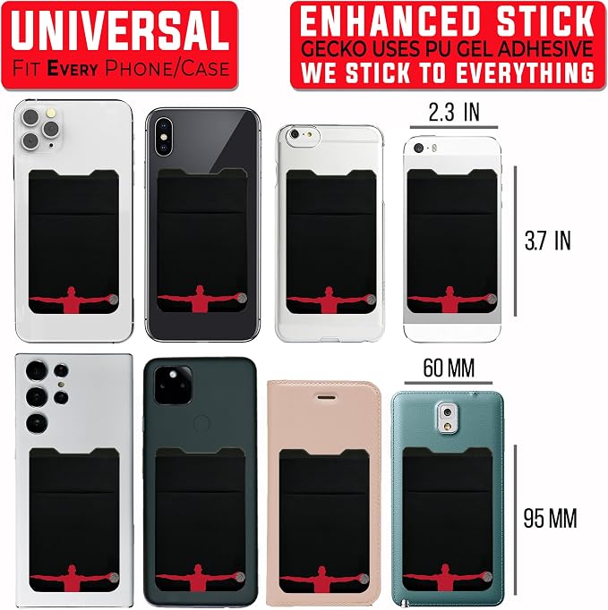 Gecko Travel Tech Double Pocket - Adhesive Card Holder - Cell Phone Pouch - Stick on Spandex Pocket - Carry Credit Cards and Cash (Basketball) - Image 5