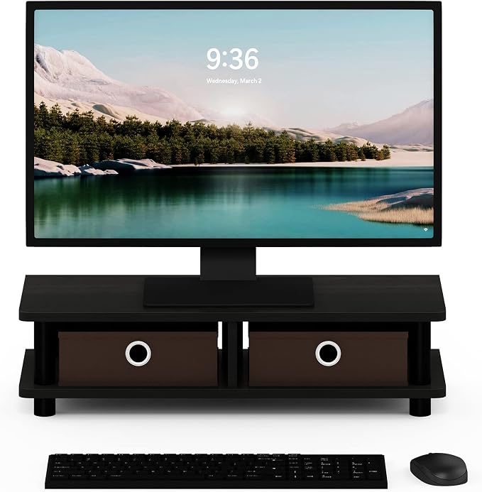 Furinno Turn-N-Tube Monitor Stand, Espresso/Black - Image 4