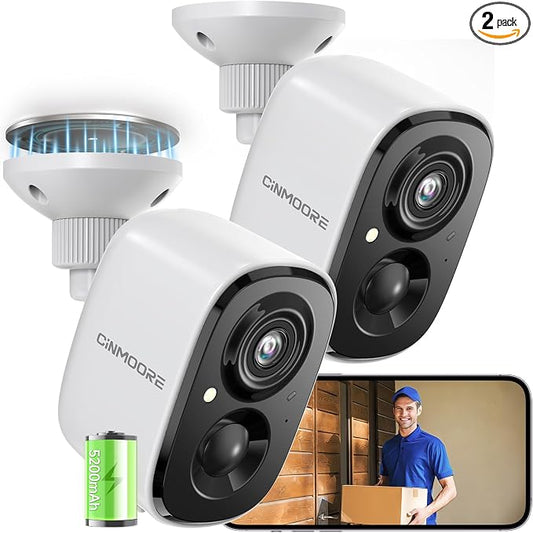 2 Pack 2.5K Security Camera Wireless Outdoor, 2.4G WiFi Battery Powered Outdoor Camera, Magnetic Mount Cameras for Home Security, Color Night Vision, Spotlight, Siren Alarm, 2-Way Talk by Unknown