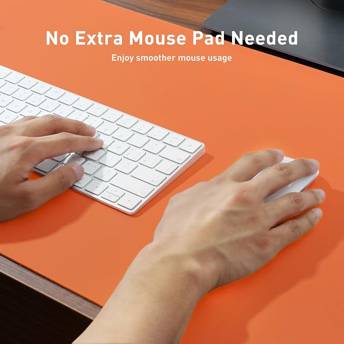 Aothia Leather Desk Pad Protector, Mouse Pad, Office Desk Mat, Non-Slip PU Leather Desk Blotter, Laptop Desk Pad, Waterproof Desk Writing Pad for Office and Home (31.5" x 15.7",Hermes Orange) - Image 4