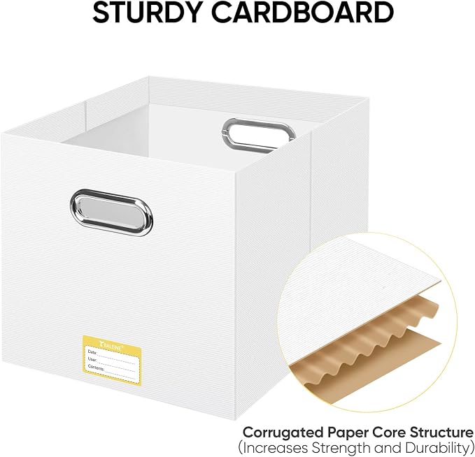 BALEINE File Organizer Box, Cardboard File Folder Organizer with Handle for Letter Size, Portable Collapsible Hanging Filing Box for Home Office Document Storage (8 Pack, Large White) - Image 4