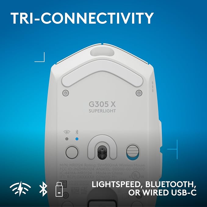 Logitech G305 X Superlight Wireless Gaming Mouse - White | Lightweight 59g, HERO 44K Sensor, RGB lighting, Lightspeed, Bluetooth, 130+ Hr battery life, 6 programmable buttons, PC/Mac - Image 5
