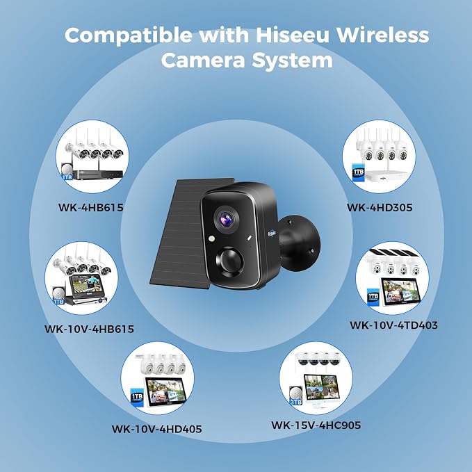 Hiseeu Security Cameras Wireless Outdoor, Solar Powered 3K 4MP Surveillance WiFi Cameras for Home Security Outside, PIR/AI Motion Detection, Waterproof, Color Night Vision, 2-Way Audio, Black - Image 7