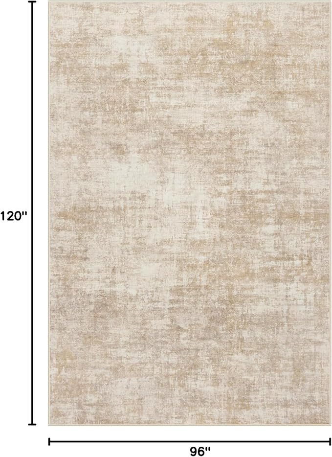 8x10 Area Rugs Washable Rug: Modern Abstract Living Room Rug Soft Anti-Skid Thin Carpet Indoor Floor Non-Shedding Carpets for Bedroom Dining Room Farmhouse Nursery Home Office Beige - Image 2