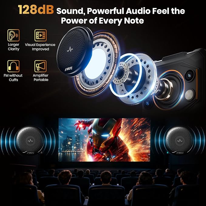 FOSSIBOT F110Pro 5G -10000mAh Rugged Phone Android 15, MTK Dimensity 6300+ Smartphone 128dB Louder Speaker, 20GB+128GB -2TB Cell Phone, 6.745" FHD Display, 50MP Ai Camera, 5G Dual SIM - Image 2