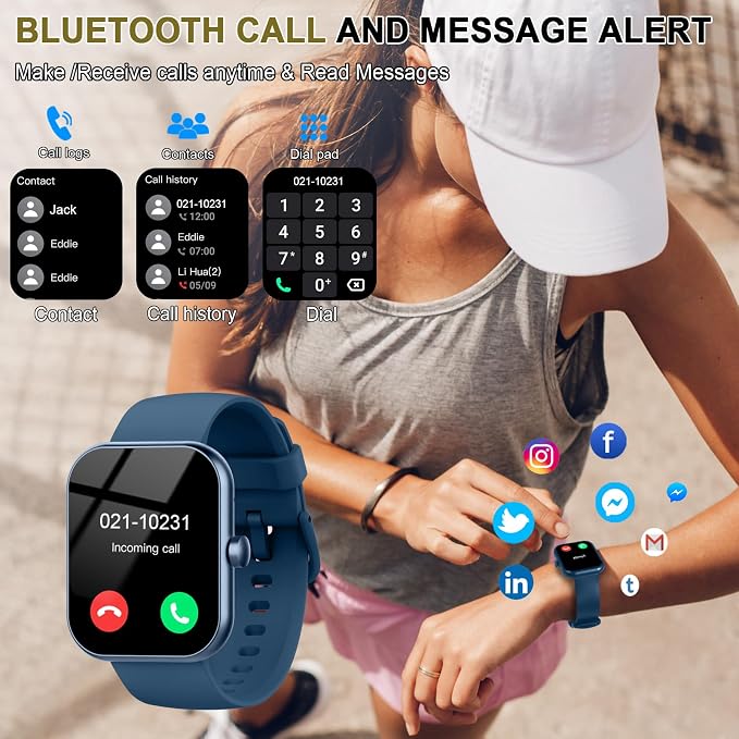 Smart Watch for Men Women (Answer/Make Call), 1.96"HD Smartwatch with Heart Rate/Sleep Monitor/Pedometer, 113+ Sports Modes, New Fitness Watch IP68 Waterproof, Activity Tracker for Android iOS-Blue - Image 4