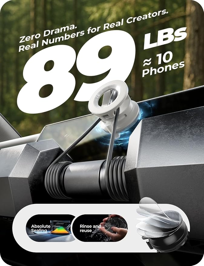 LISEN for Magsafe Car Mount, Cell Phone Holders for Your Car, Magnetic Car Accessories for Women Men Jeep Truck, Vacuum Gifts for iPhone 17 Pro Max 16 15 14 13 12, Samsung S25, Pearl White - Image 2