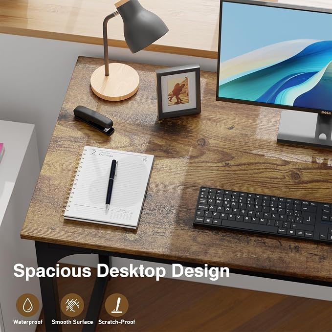 BestOffice Sturdy Desk Computer Desk Home Office Desk Small Desk Multi-Function Writing Table Student Art Modren Simple Style PC Wood and Metal Desk Workstation (39 inch, Vintage) - Image 4