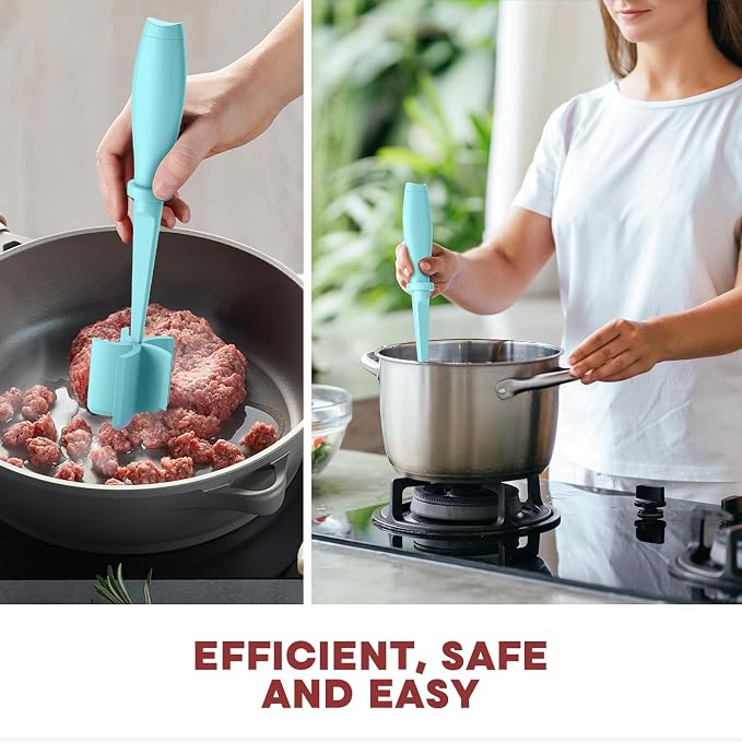 PGYARD Meat Chopper Hamburger Grinder, Kitchen Smasher for Ground Beef | Heat Resistant, 5 Nylon Blade, Burger Grinder Potato Mix Tool, Meat & Poultry Tenderizers, Dishwasher Safe, Aqua - Image 6
