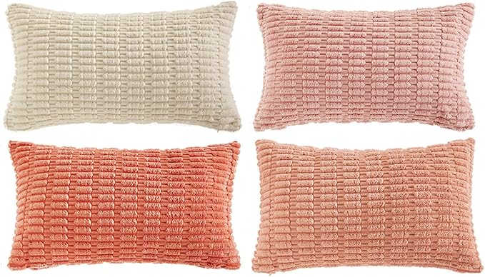 Fancy Homi 4 Packs Decorative Throw Pillow Covers for Living Room Couch Bed, Modern Farmhouse Boho Home Décor Accent Cushion Case, 24" x 16", Pink Series - Image 6