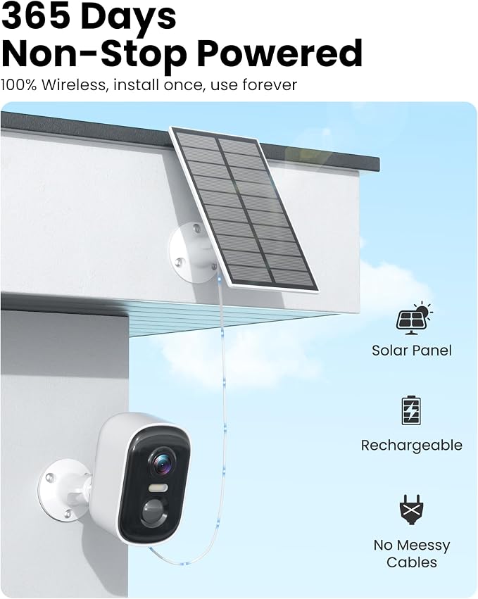 MISECU 2K Solar Camera Outdoor Wireless, WiFi Cameras for Home Security with Solar Panel, Spotlight Color Night Vision, AI Motion Detection, Siren Alarm, 2-Way Talk, IP66, Cloud/SD Storage 2 Pack - Image 2