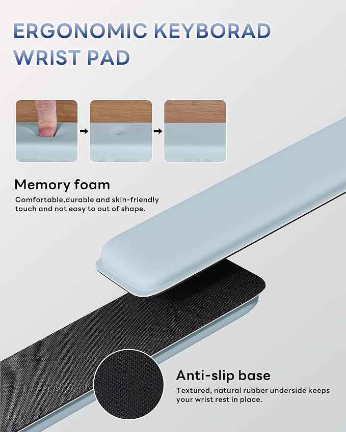 Laborio Computer Keyboard Wrist Rest, Keyboard Riser Stand for Desktop | Blue, Ergonomic Acrylic Keyboard Holder, Non-slip Wrist Pad, Pain Relief for Typing, Multiple Colors - Image 5