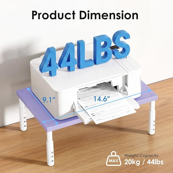 ECOLOVI Wood Computer Laptop Monitor Stand Riser, 4-Height Adjustable Desk Organizer and Accessories, Workspace Office Desk Decor & Accessories for Women, Purple - Image 4